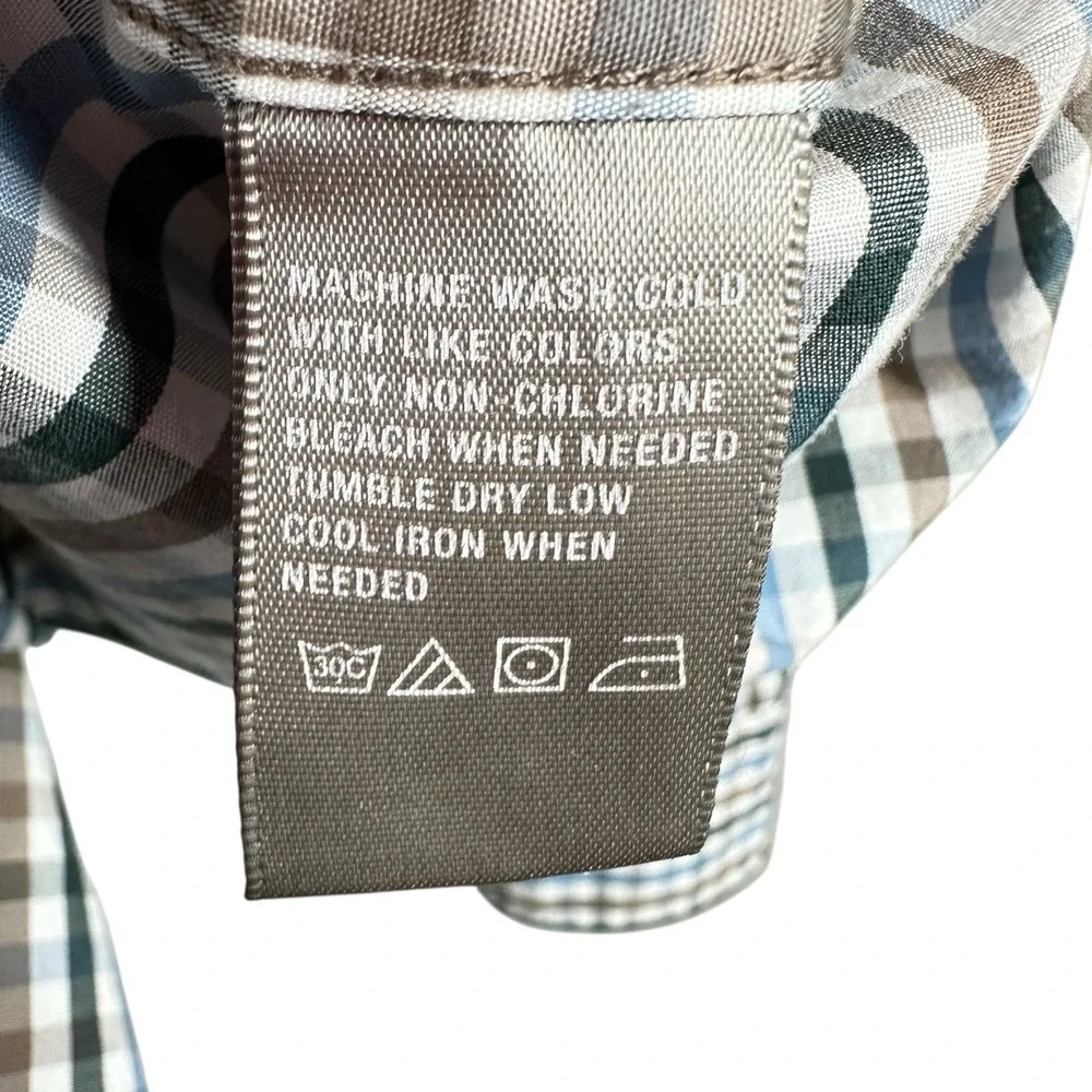 Onward‎ Reserve XL Gingham Shirt Blue Brown Plaid Outdoor Vented Fishing Cotton